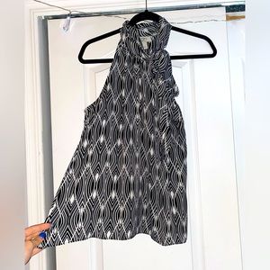 Loft satin like tie neck blouse